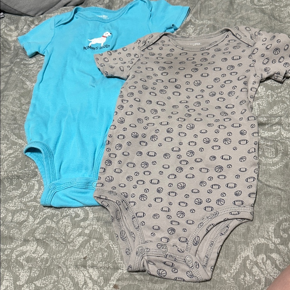 Adorable Baby Bodysuit Pair in Blue and Gray